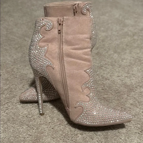 JustFab Blush Rhinestone Ankle Booties - Picture 5 of 5